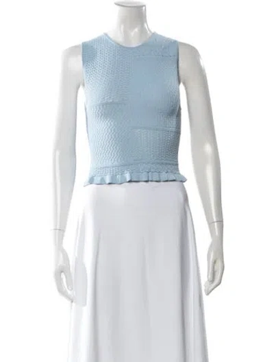 Pre-owned Solid & Striped Crew Neck Sleeveless Crop Top In Blue