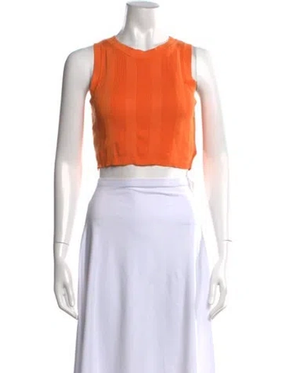Pre-owned Solid & Striped Crew Neck Sleeveless Crop Top W/ Tags In Orange