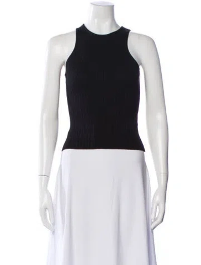 Pre-owned Solid & Striped Crew Neck Sleeveless Top In Black