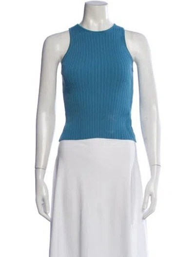Pre-owned Solid & Striped Crew Neck Sleeveless Top In Blue