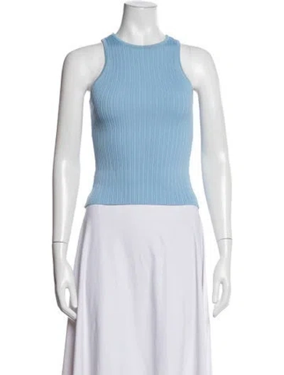 Pre-owned Solid & Striped Crew Neck Sleeveless Top In Blue