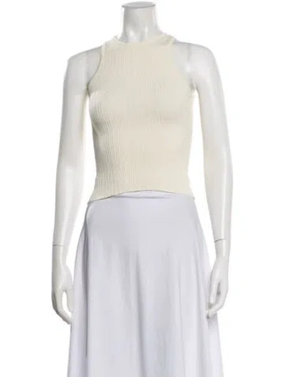 Pre-owned Solid & Striped Crew Neck Sleeveless Top In Neutrals
