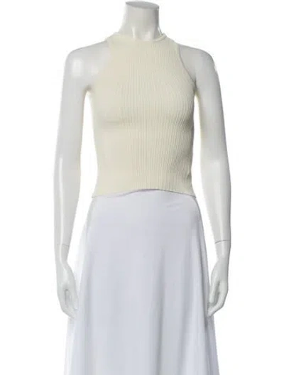 Pre-owned Solid & Striped Crew Neck Sleeveless Top In White