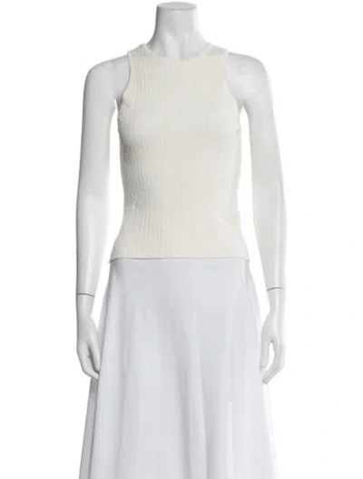 Pre-owned Solid & Striped Crew Neck Sleeveless Top In Yellow