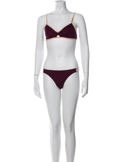 Pre-owned Solid & Striped Cutout Accent Bikini In Multi