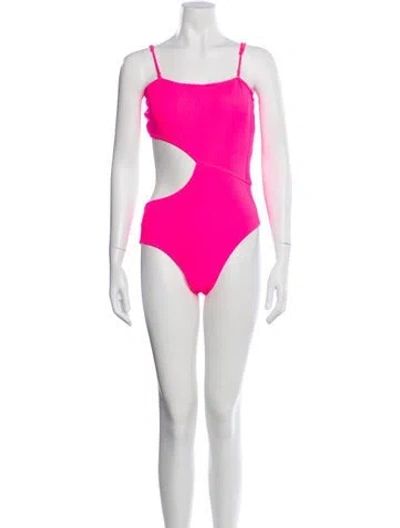 Pre-owned Solid & Striped Cutout Accent One-piece W/ Tags In Multi