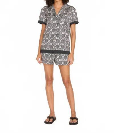 Solid & Striped Dahlia Button-down Top In Medallion Print In Black