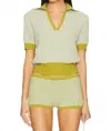 Solid & Striped Dixie Polo Textured Top In Sky Chartreuse In Green