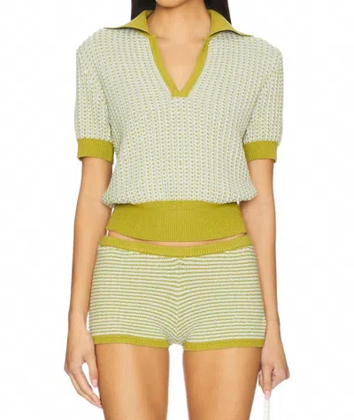 SOLID & STRIPED DIXIE TEXTURED TOP IN SKY CHARTREUSE