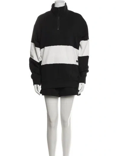 Pre-owned Solid & Striped Embroidered Accent Short Set In Multi