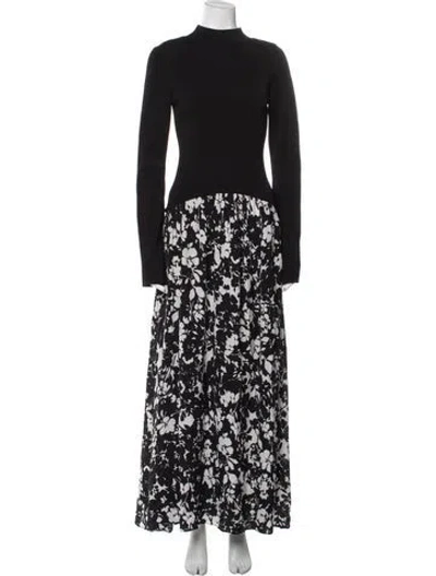 Pre-owned Solid & Striped Floral Print Long Dress In Blue