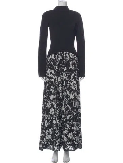 Pre-owned Solid & Striped Floral Print Long Dress W/ Tags In Gray