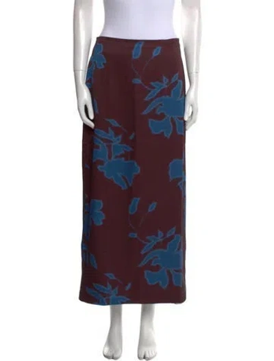 Pre-owned Solid & Striped Floral Print Long Skirt W/ Tags In Burgundy