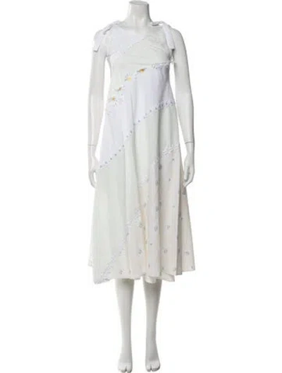 Pre-owned Solid & Striped Floral Print Midi Length Dress