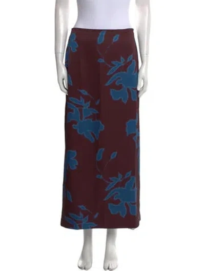 Pre-owned Solid & Striped Floral Print Midi Length Skirt In Brown