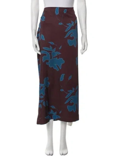 Pre-owned Solid & Striped Floral Print Midi Length Skirt In Multi