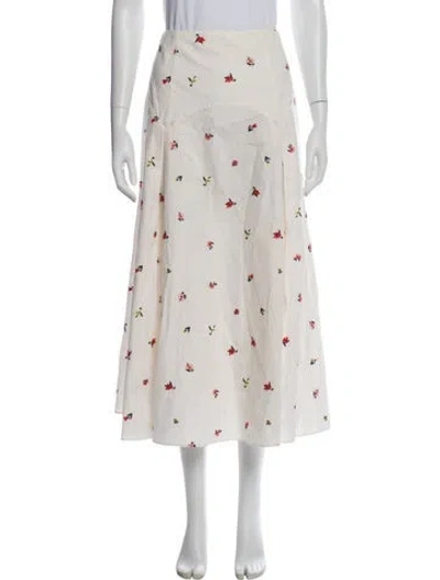 Pre-owned Solid & Striped Floral Print Midi Length Skirt In Neutral