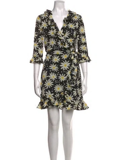 Pre-owned Solid & Striped Floral Print Mini Dress In Black