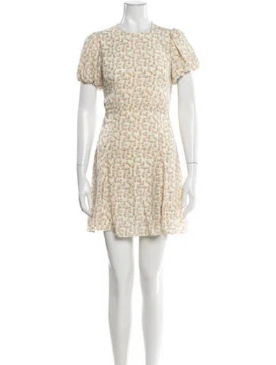 Pre-owned Solid & Striped Floral Print Mini Dress In Neutral