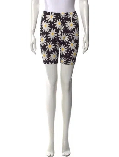 Pre-owned Solid & Striped Floral Print Mini Shorts In Orange