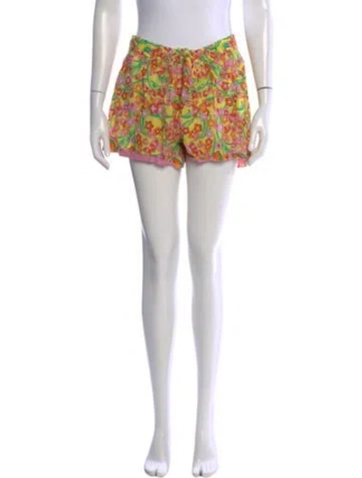 Pre-owned Solid & Striped Floral Print Mini Shorts In Pink