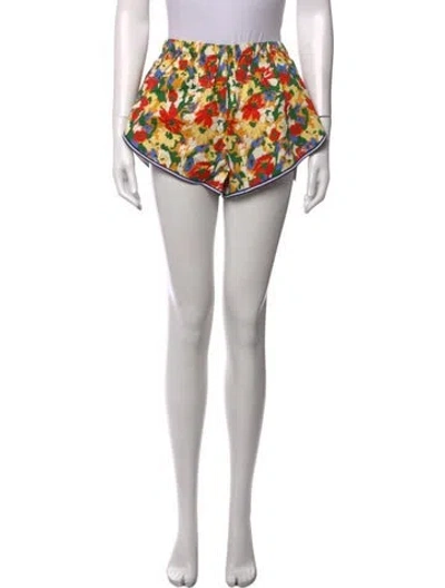 Pre-owned Solid & Striped Floral Print Mini Shorts W/ Tags In Neutrals