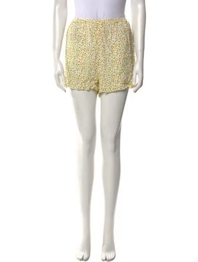 Pre-owned Solid & Striped Floral Print Mini Shorts W/ Tags In Yellow