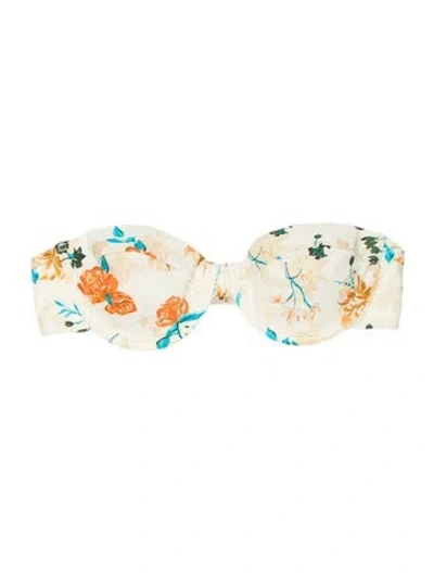 Pre-owned Solid & Striped Floral Print Top In Neutrals