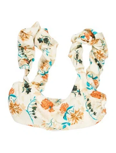 Pre-owned Solid & Striped Floral Print Top In Yellow