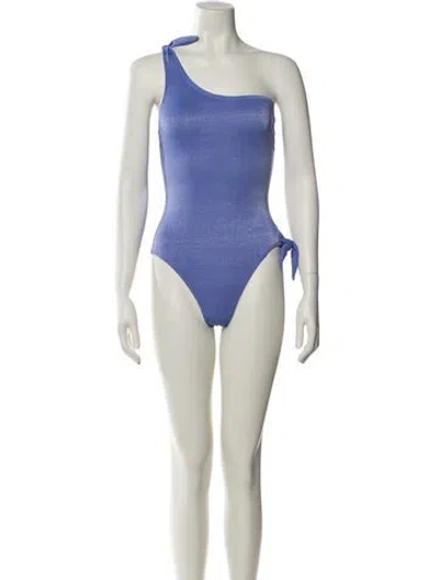 Pre-owned Solid & Striped Glitter Accents One-piece In Blue