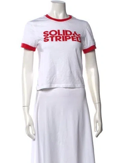 Pre-owned Solid & Striped Graphic Print Crew Neck T-shirt In White