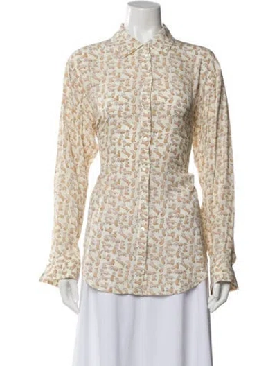 Pre-owned Solid & Striped Graphic Print Long Sleeve Top In Multi