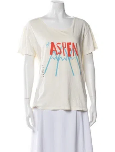 Pre-owned Solid & Striped Graphic Print Scoop Neck T-shirt In Neutral