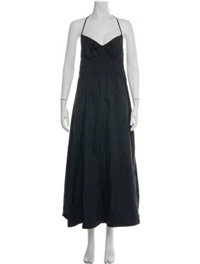 Pre-owned Solid & Striped Halterneck Long Dress In Black