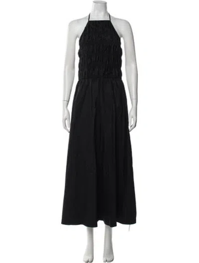 Pre-owned Solid & Striped Halterneck Long Dress In Black