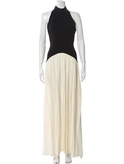 Pre-owned Solid & Striped Halterneck Long Dress In Black