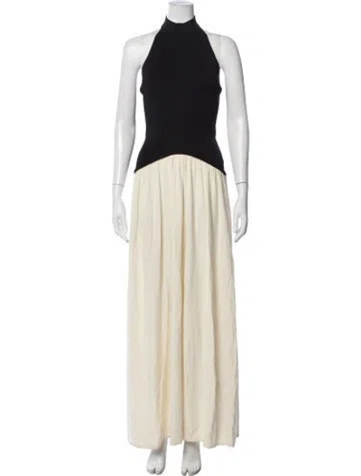 Pre-owned Solid & Striped Halterneck Long Dress In Black
