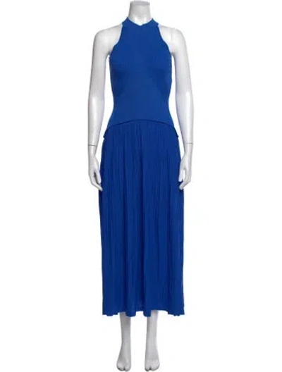Pre-owned Solid & Striped Halterneck Long Dress In Blue