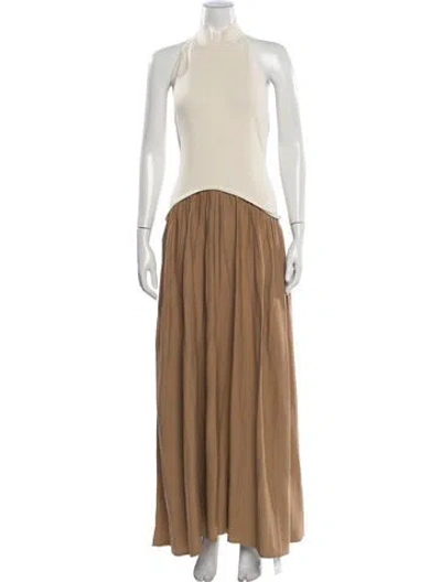 Pre-owned Solid & Striped Halterneck Long Dress In Brown/neutrals