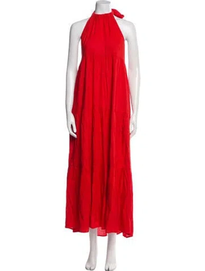 Pre-owned Solid & Striped Halterneck Long Dress In Red