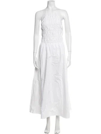 Pre-owned Solid & Striped Halterneck Long Dress W/ Tags In White