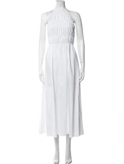 Pre-owned Solid & Striped Halterneck Long Dress In White