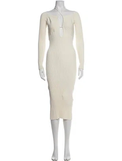 Pre-owned Solid & Striped Halterneck Midi Length Dress In Neutrals