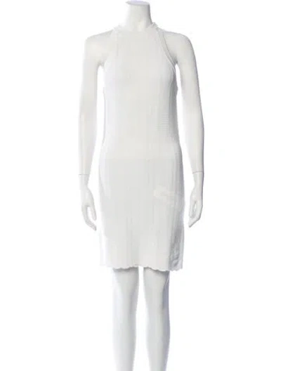 Pre-owned Solid & Striped Halterneck Mini Dress In Neutrals/white