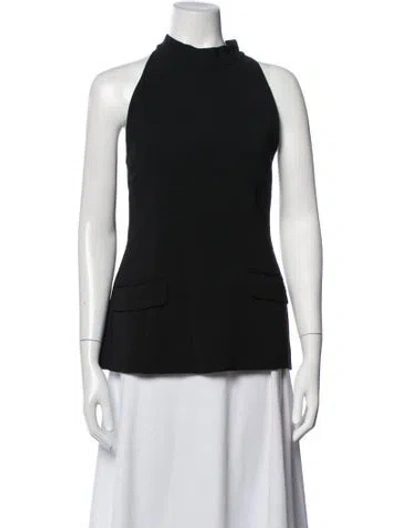 Pre-owned Solid & Striped Halterneck Sleeveless Top In Black