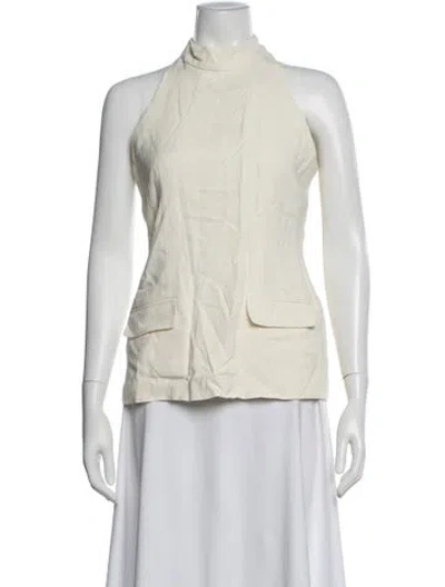 Pre-owned Solid & Striped Halterneck Sleeveless Top In Neutral