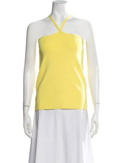 Pre-owned Solid & Striped Halterneck Sleeveless Top W/ Tags In Yellow