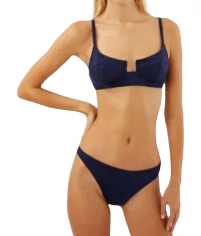 Solid & Striped Harley Bikini Top In Blu Scuro Matte In Multi