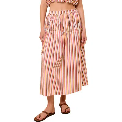 Solid & Striped Ivy Stripe Stretch Poplin Maxi Skirt In Pink