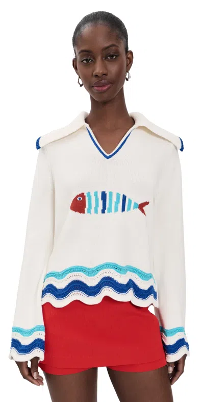 Solid & Striped Jack Fish Motif Sweater Brule In Neutral